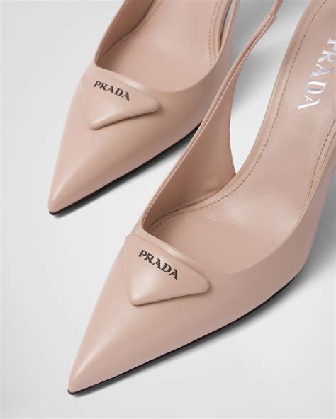 prada block heel leather pumps|prada brushed leather slingback pumps.